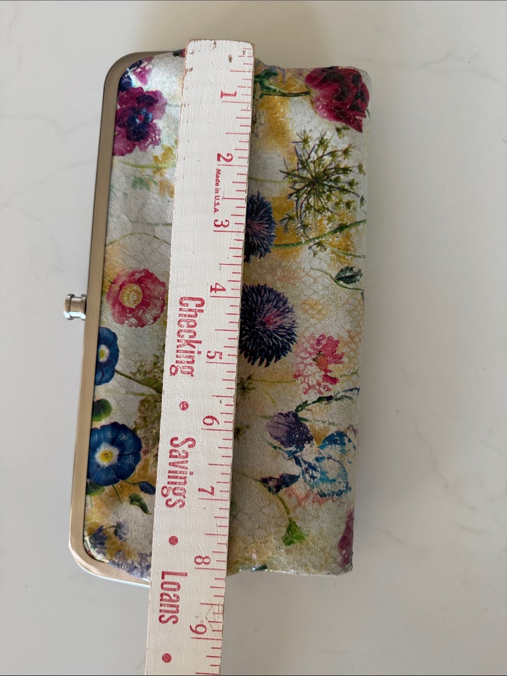 Hobo double sided folding Leather wallet Spring Floral Teal lining organization - Picture 15 of 16